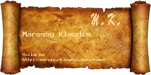 Marossy Klaudia névjegykártya
